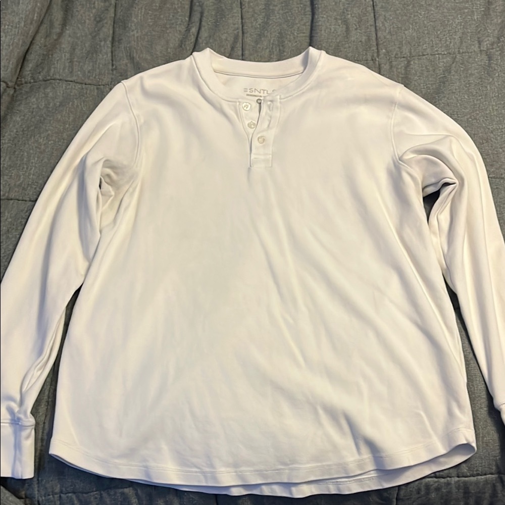 Men's White Esntls Henley Shirt